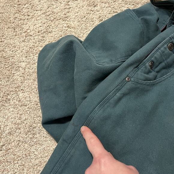 Roper Range Gear Double Knee Denim Overall Women Large Green Hot Pink Quilt Line - Picture 12 of 14